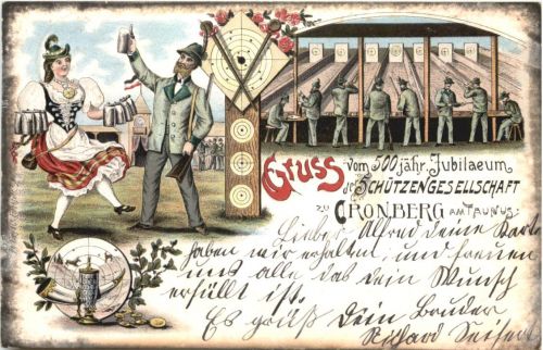 Cronberg am Taunus - Gruss von der Schützengesellschaft - Litho