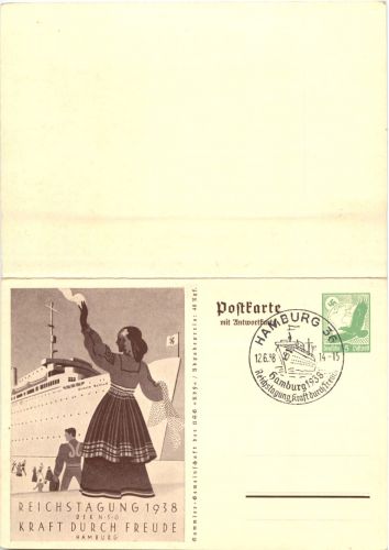Reichstagung 1938 - Kraft durch Freude Hamburg - Klappkarte