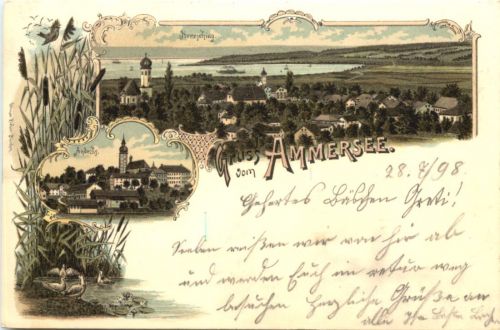 Gruss aus Hersching am Ammersee - Litho