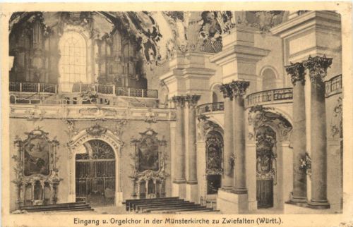 Zwiefalten, Eingang u. Orgelchor in der Münsterkirche