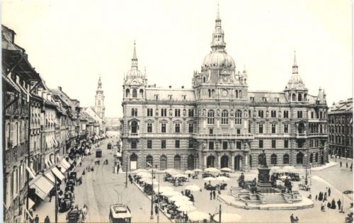 Graz, Hauptplatz mit Rathaus und Herrengasse