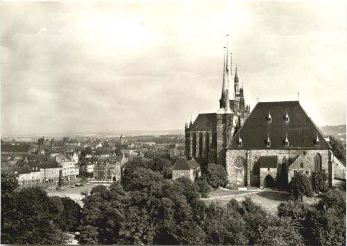 Erfurt, Blick vom Petersberg auf Dom und Severikirche