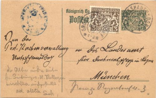 Ganzsache Grosshabersdorf 1919