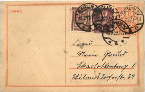 Ganzsache 1922 - Berlin