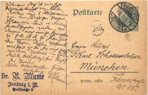 Ganzsache Freiburg 1913