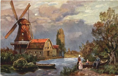 Windmühle - Künstler Ak