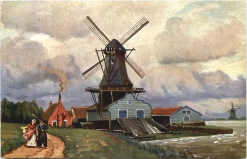 Windmühle - Künstler Ak