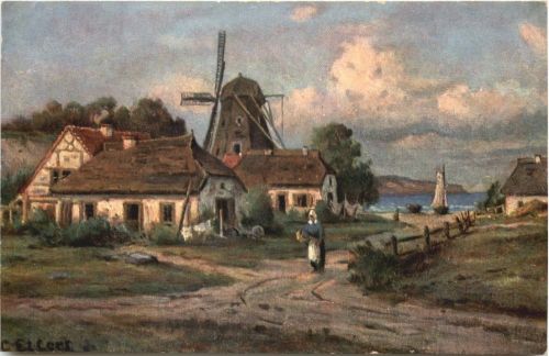 Windmühle - Künstler Ak