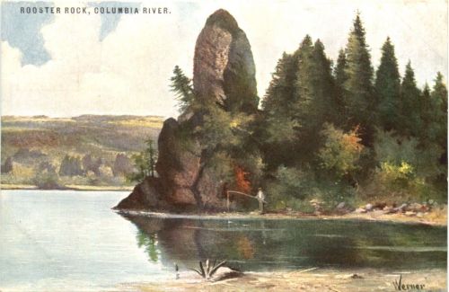 Columbia River - Rooster Rock - Künstler Ak Werner