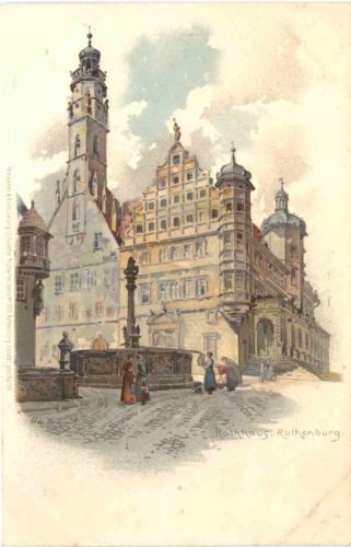 Rothenburg - Rathaus - Litho