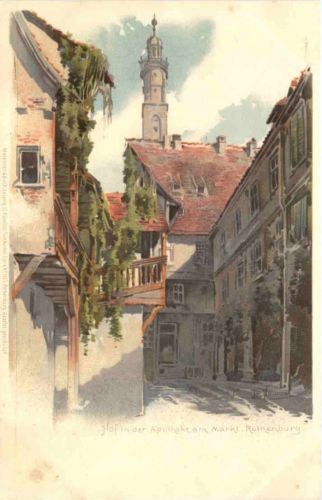 Rothenburg - Hof in der Apotheke - Litho