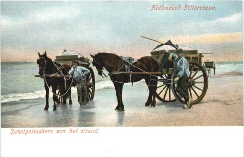 Holland - Schelpvisshers aan het Strand