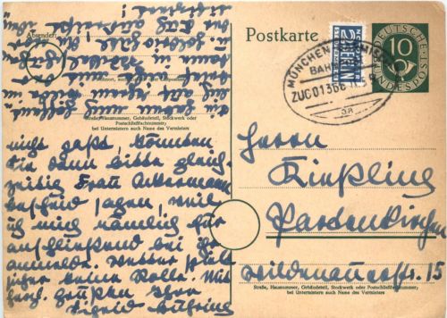 Bahnpost München - Garmisch - Ganzsache