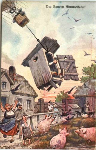 Künstler Ak Arthur Thiele - Des Bauern Himmelfahrt