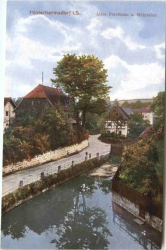 Hinterhermsdorf - Sebnitz - Altes Forsthaus und Mühlteich