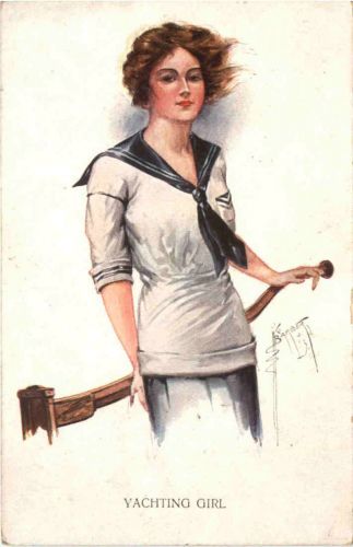 Künstler Ak Barber - Yachting Girl
