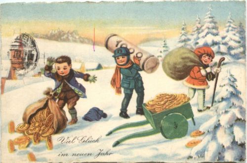 Neujahr - Kinder Geld auf Ansichtskarte