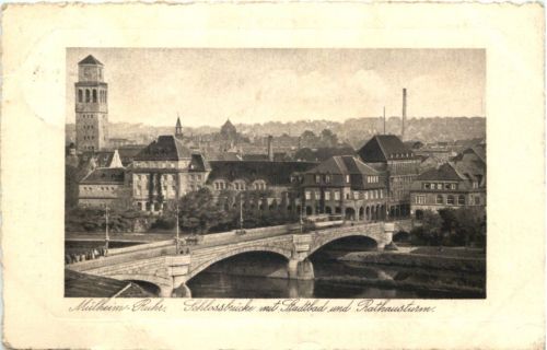 Mülheim Ruhr - Schlossbrücke mit Stadtbad
