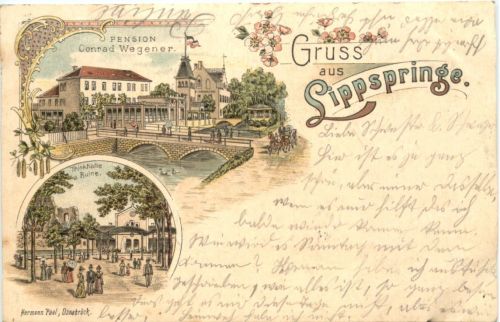 Gruss aus Lippspringe - Pension Wegener - Litho