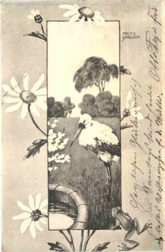 Künstler Ak Fritz Smrczka - Storch