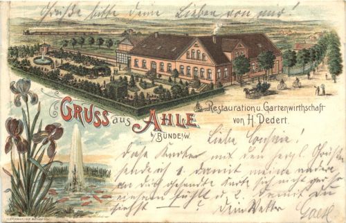 Gruss aus Ahle bei Bünde in Westfalen - Litho