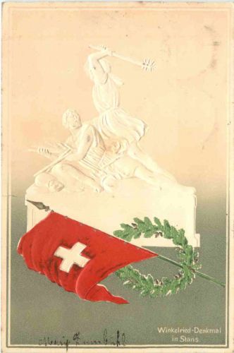 Stans - Winkelried Denkmal - Litho Prägekarte
