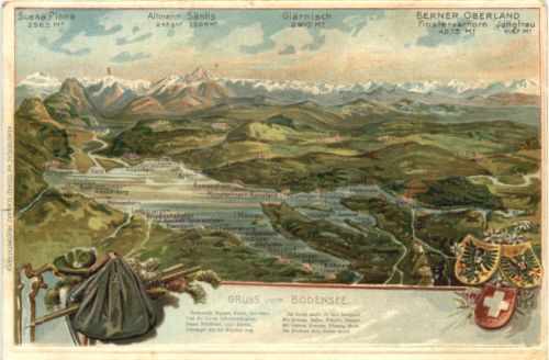 Gruss vom Bodensee - Litho - Prägekarte
