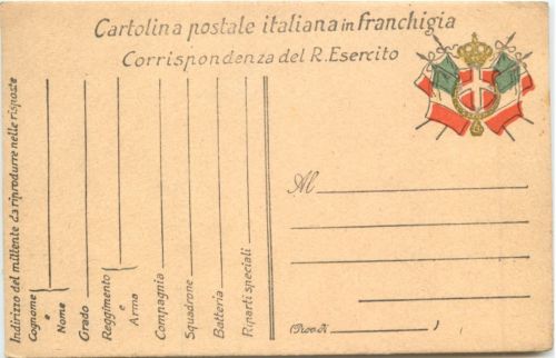 Carte postale italiana in franchigia