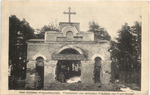 Friedhofstür des lettischen Friedhofs von Friedrichstadt - Feldpost