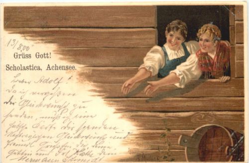 Grüss Gott Scholastica Achensee - Litho