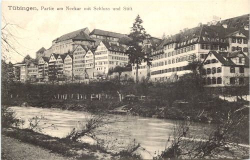 Tübingen, Partie am Neckar mit Schloss und Stift