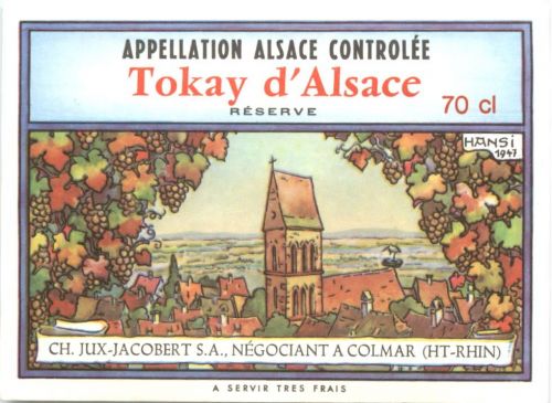 Weinetikett Tokay d Alsace Colmar