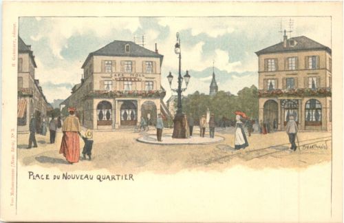Mulhouse - Place du Neuveau Quartier - Litho