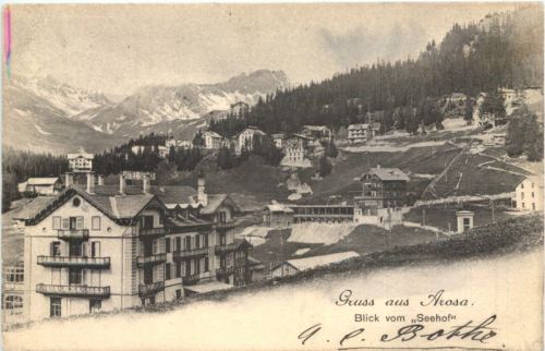 Gruss aus Arosa - Blick vom Seehof