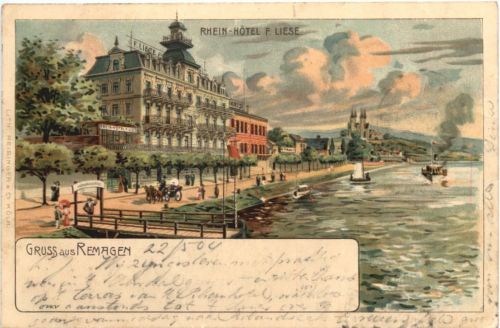Gruss aus Remagen - Rhein Hotel Litho