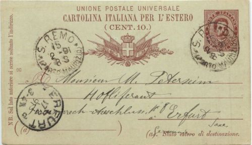 Ganzsache San Remo 1891