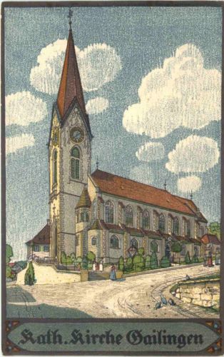 Kath. Kirche Gailingen - Künstler Ak Nohl