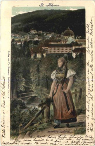St. Blasien - Schwarzwälderin - Litho