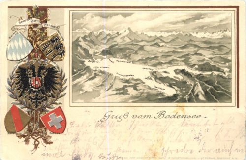 Gruss vom Bodensee - Litho - Prägekarte