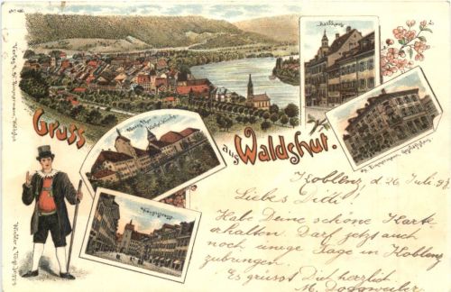 Gruss aus Waldshut - Litho