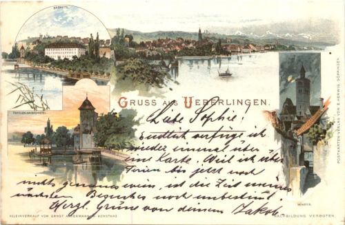 Gruss aus Überlingen - Litho