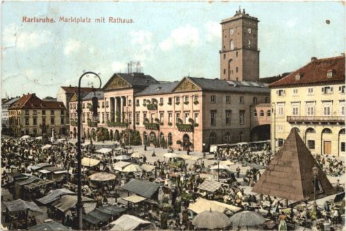 Karlsruhe - Marktplatz mit Rathaus