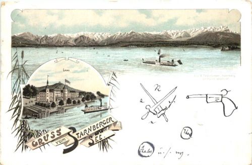 Gruss vom Starnberger See - Litho