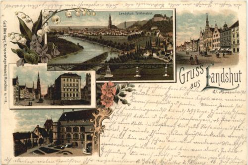 Gruss aus Landshut - Litho