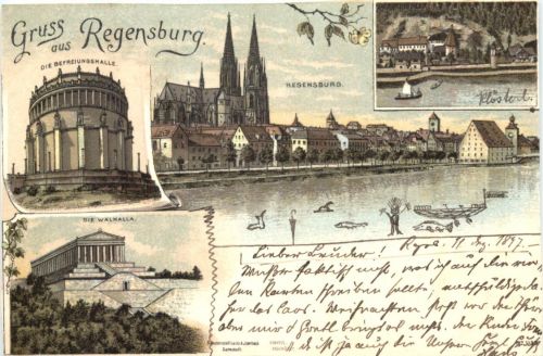 Gruss aus Regensburg - Litho