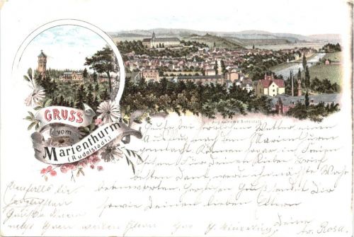 Gruss vom Marienthurm - Rudolstadt Litho