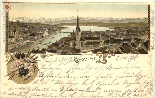 Gruss aus Zürich- Litho