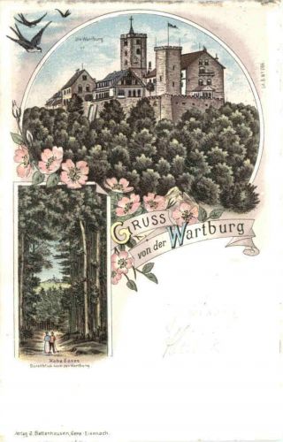 Gruss von der Wartburg - Litho