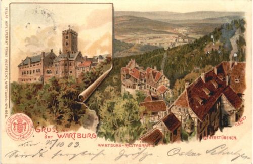 Gruss von der Wartburg - Litho
