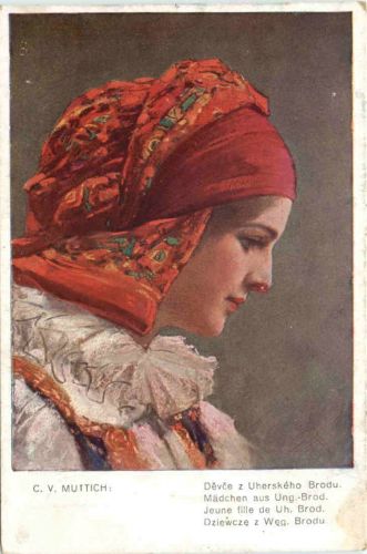 Künstler Ak C. V. Muttich - Mädchen aus Ung.-Brod